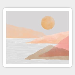 Terra mountains landscape with moon Sticker